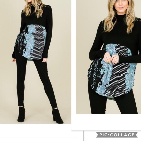 Blu Trends... Black Top w/Abstract Print - Picture 2 of 3